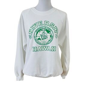 Vintage 90’s University Of Hawaii Crewneck Sweatshirt White and Green Size XL